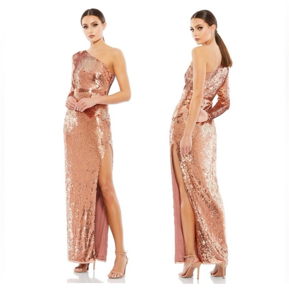 🌻NEW w/tag Mac Duggal 10788 Copper Sequin Prom, Pageant, Formal, Gown Size 2